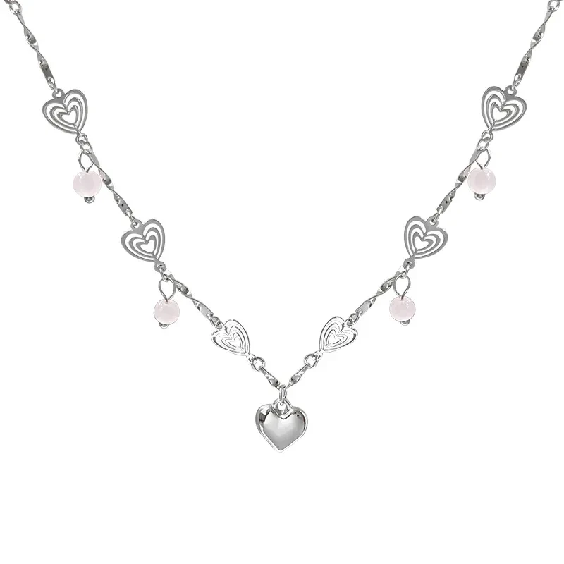 Women's Hollow Heart Pendant Stitching Necklace