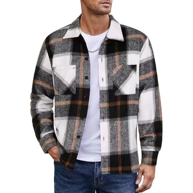 Men's High-end Thermal Plaid Padded Shirt Coat