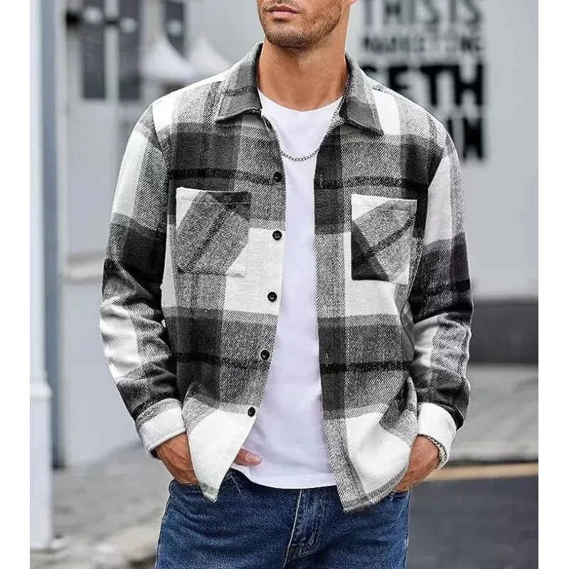 Men's High-end Thermal Plaid Padded Shirt Coat