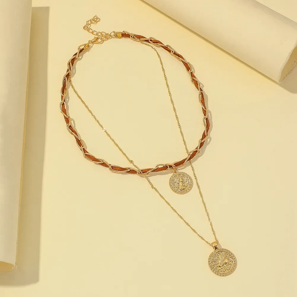 Chain Coin Pendant Portrait Pegasus Necklace