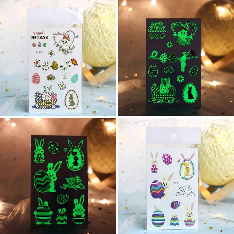 Sheets Glow-in-the-Dark Easter Temporary Tattoo Stickers