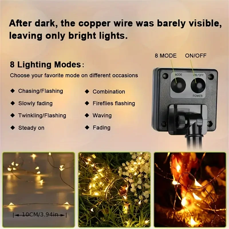 1 Set 200LED 22m Solar-Powered LED String Lights