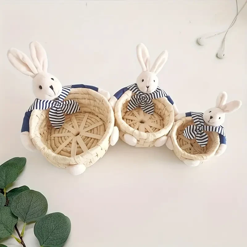 Easter Bunny rattan storage basket set
