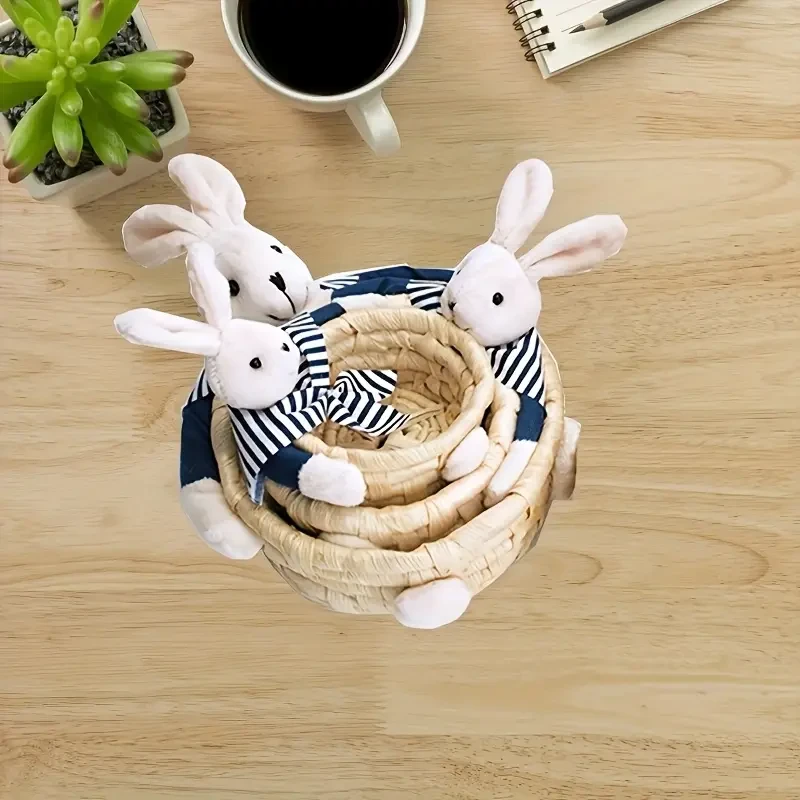 Easter Bunny rattan storage basket set