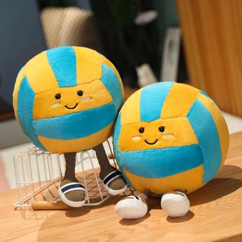 26cm Soft Sports Volleyball Plush Doll With Feet  Kawaii Decorative Gift Toy