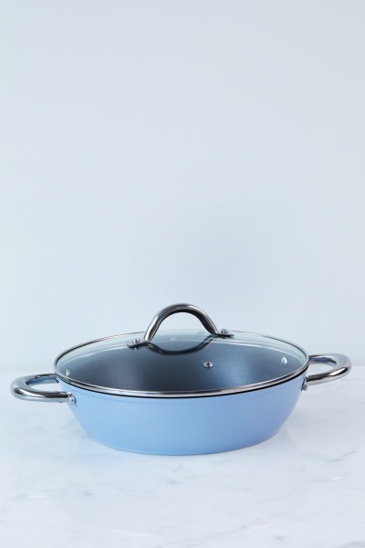 Easycook Blue Non-stick Induction Casserole 28cm3.59l with glass lid - Wiltshire
