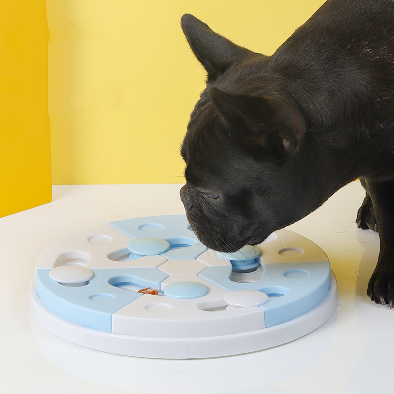 Pet Toy Blue And White Jigsaw Puzzle Feeding Tray