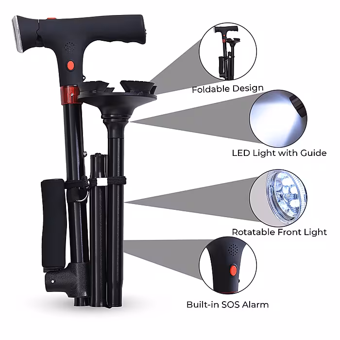 Smart Easy Up Cane With 2 Handle & Anti Slip Base