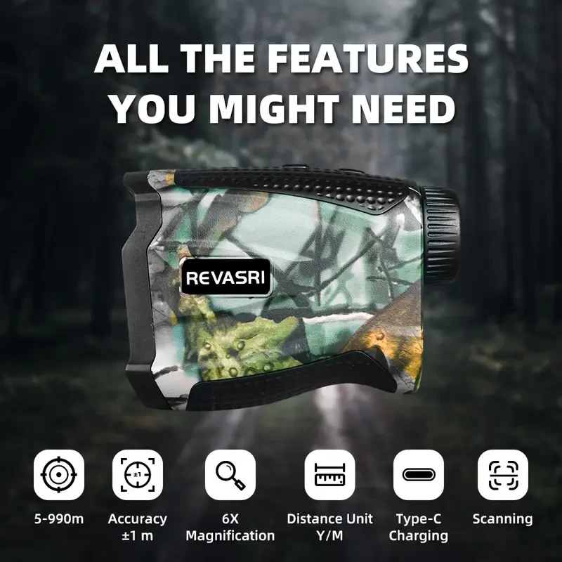 REVASRl 5-990m Laser Rangefinder with 6X Monocular