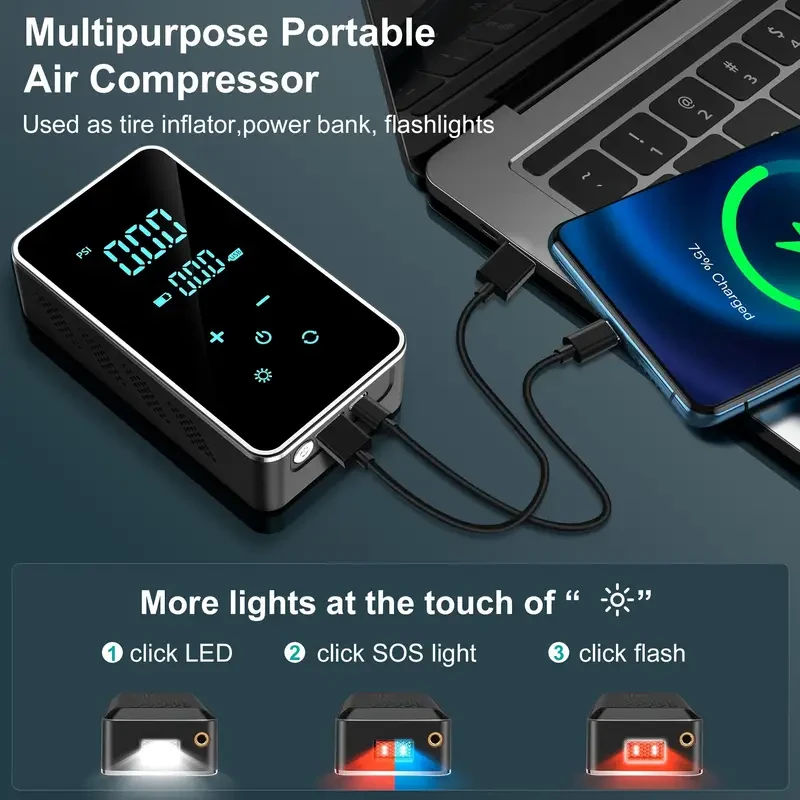 suitu 45W High-Pressure Portable Air Pump with Digital Display