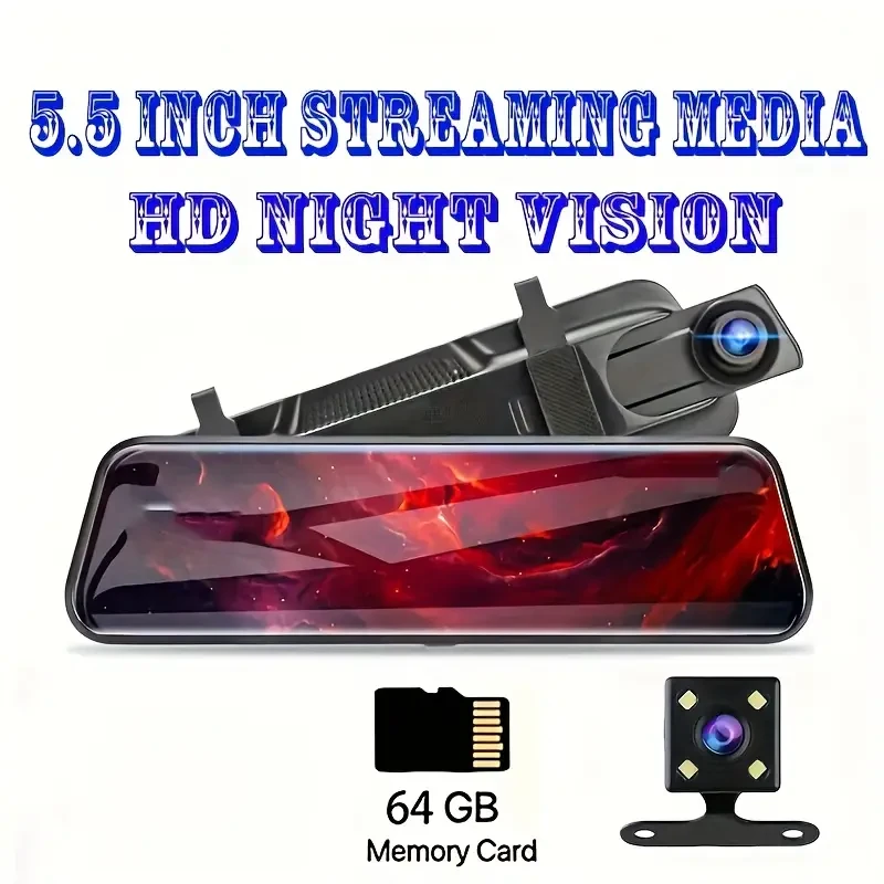 Yixingjia Car Rearview Mirror 1080P Dual Camera Driving Recorder