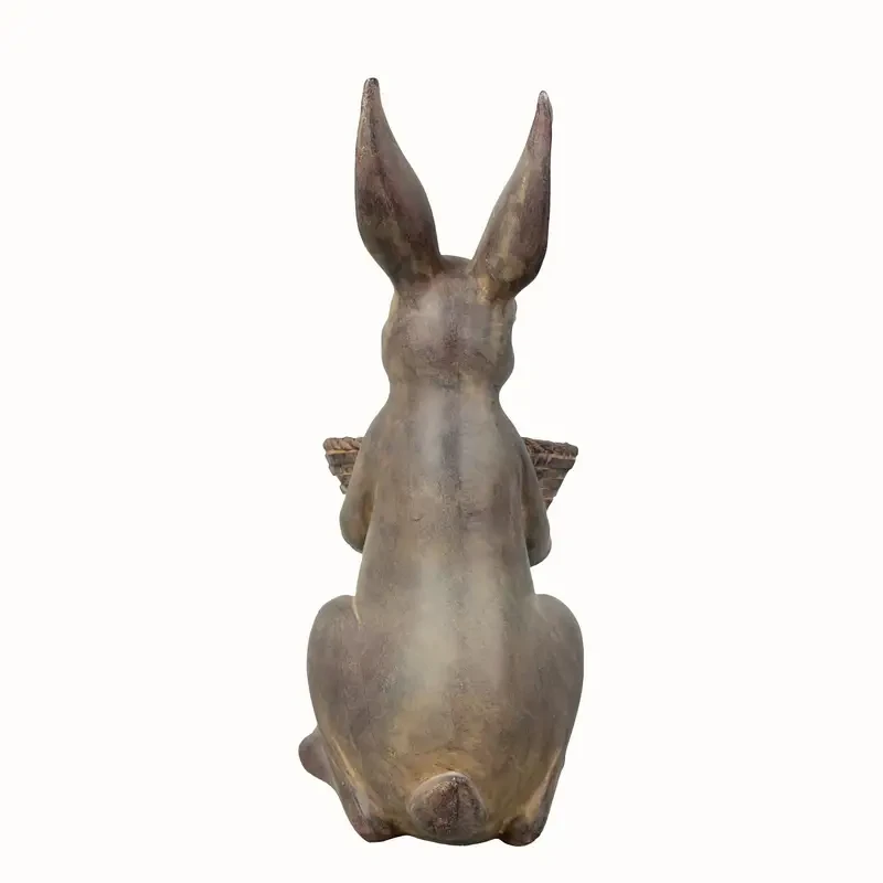 Charming Chocolate Bunny Garden Statue with Pot
