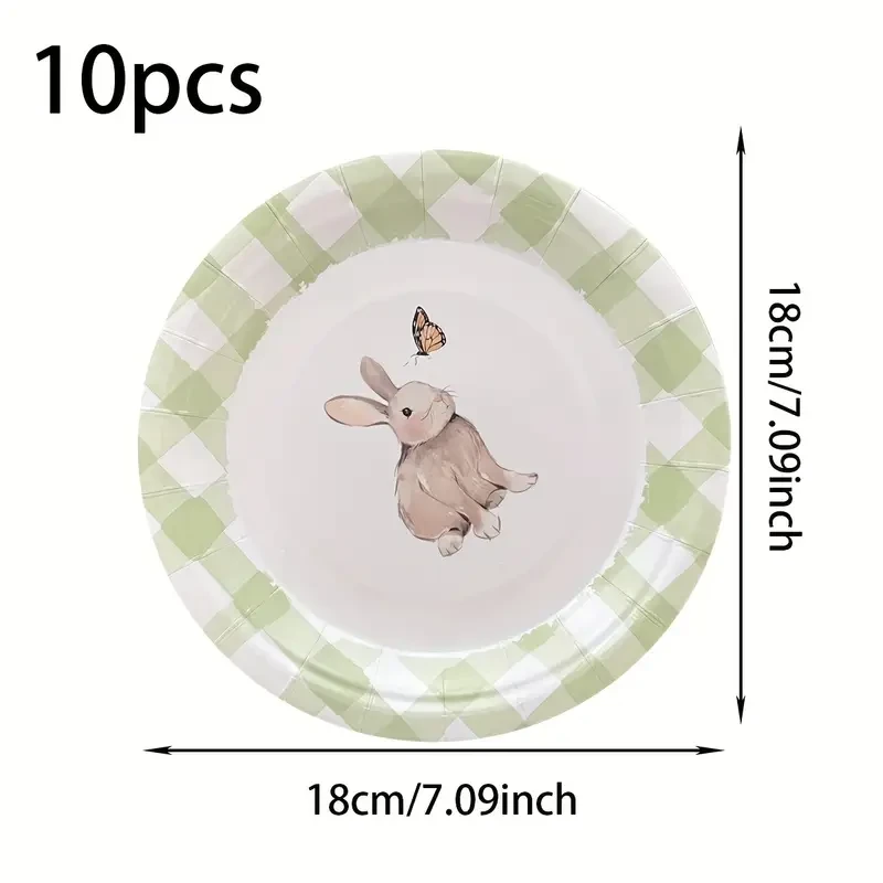 10 Easter Bunny Print Paper Plates Disposable Paper Plates