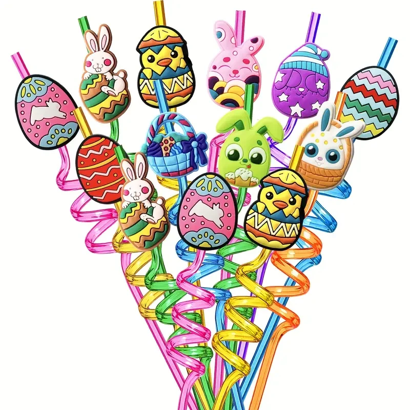 Easter Party Favors Easter Eggs Bunny Drinking Straws
