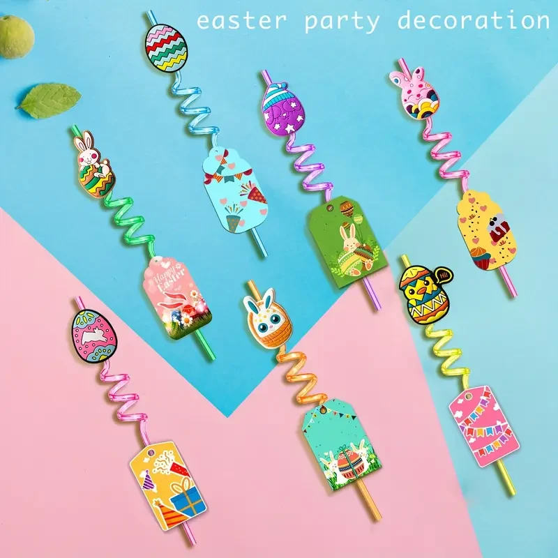 Easter Party Favors Easter Eggs Bunny Drinking Straws
