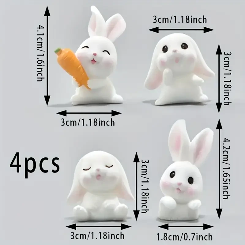 Classic Style Plastic Cartoon Rabbit Miniatures for Tabletop Decor
