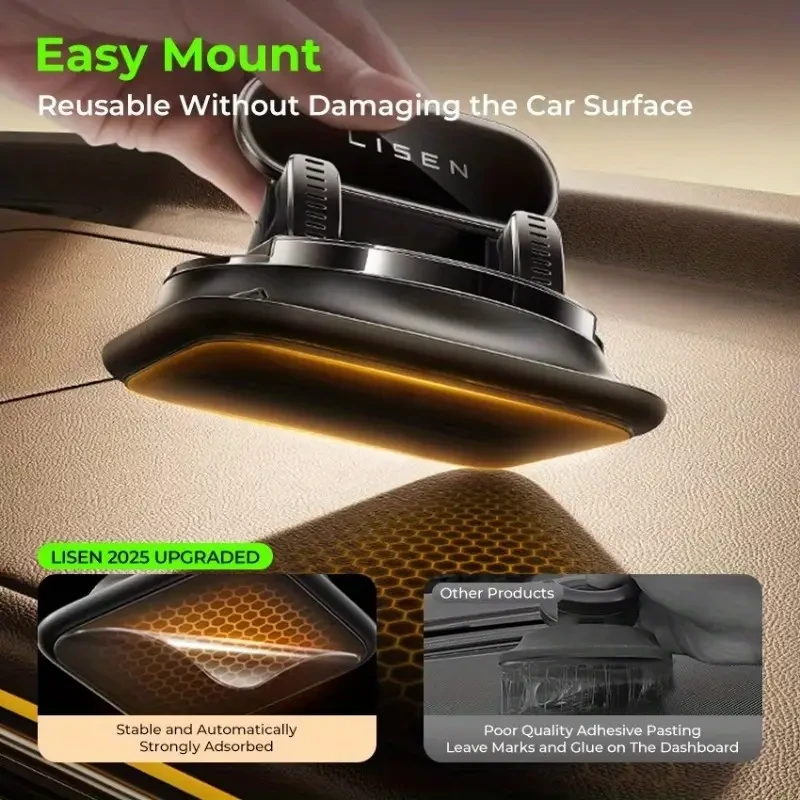 LISEN New Car Mobile Phone Holder for Car Center Console Navigation, Upgraded TPR Silicone Anti Slip, Anti Shake and High Temperature Resistance, Suitable for All Cars