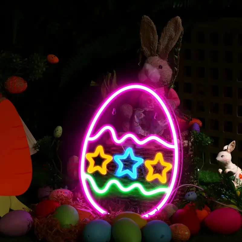 Neon Easter Egg Sign - LED Light Up Decorative Plaque