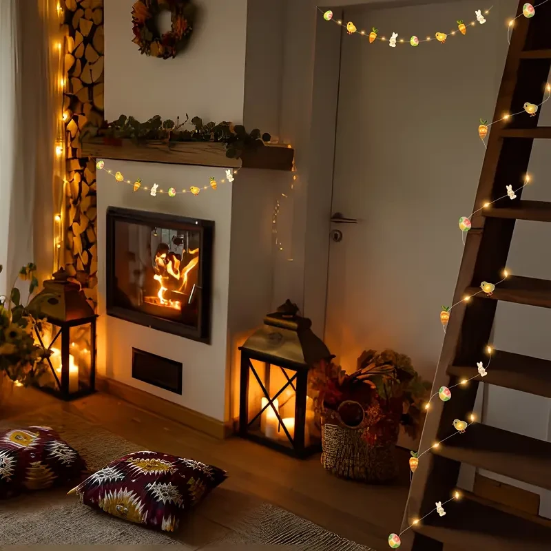 Easter 1pc Chicken Rabbit Egg Carrot String Lights