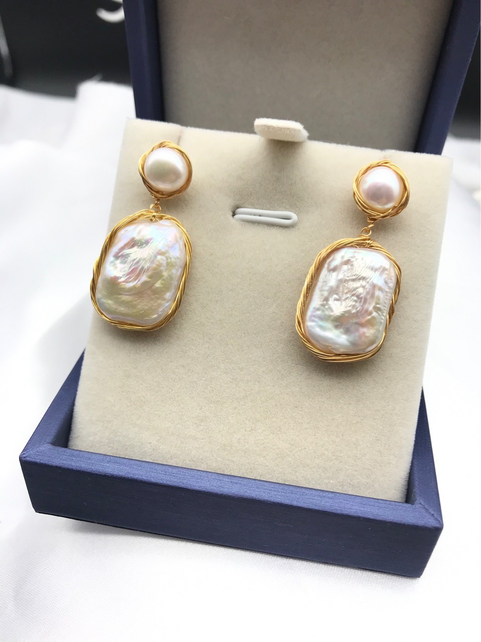 Spring And Summer Baroque Pearl Earrings Geometric