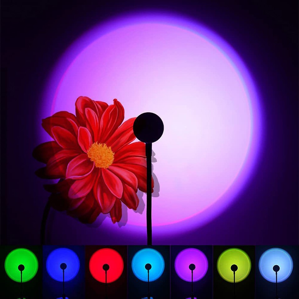 USB Sunset Projection Lamp - Rainbow Atmosphere Night Light for Photography, Selfie, Coffee Store, Live Wall Decoration