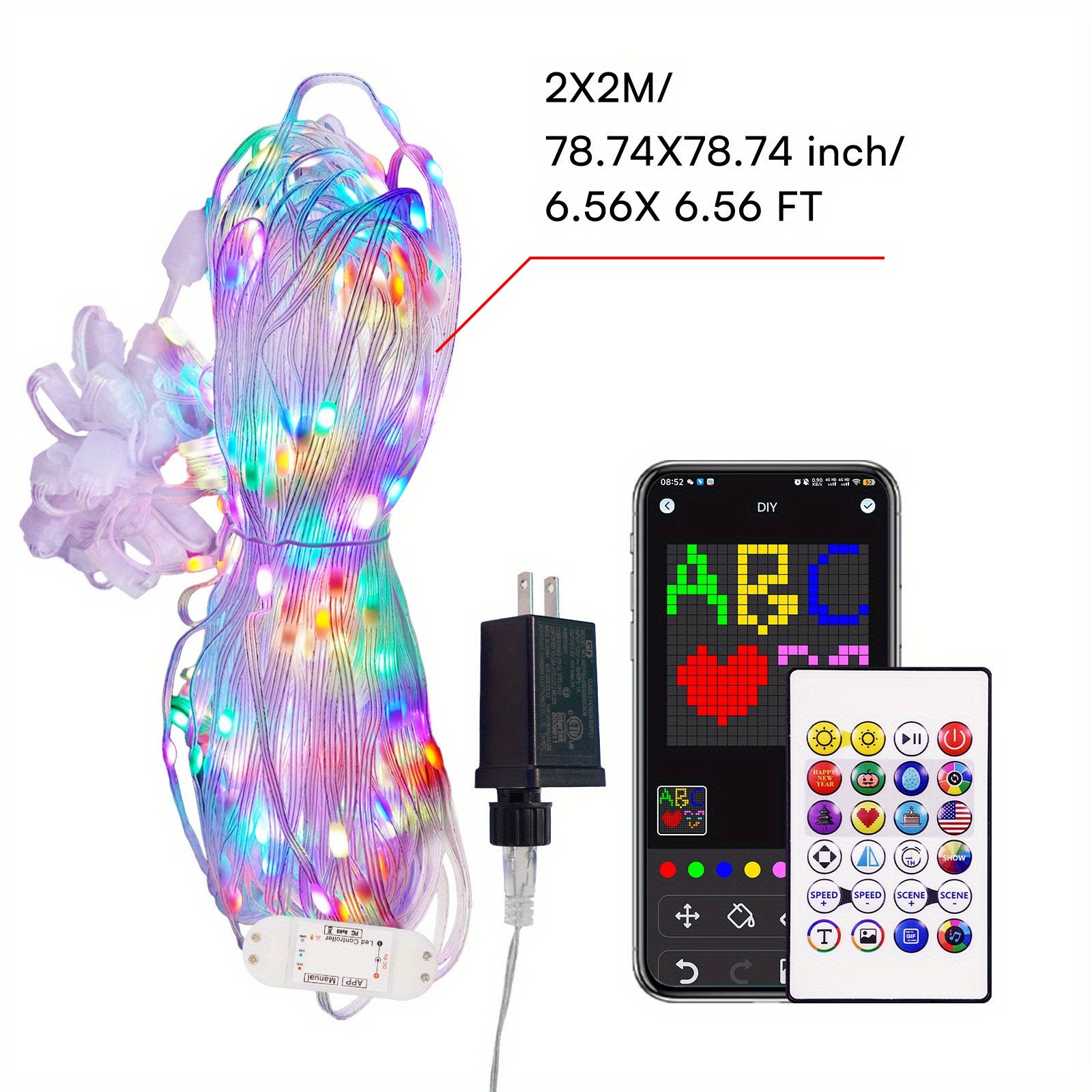 6.6x6.6ft Smart Window Light  RGB-IC Dynamic LED Curtain String Light for Indoor and Outdoor Use, Perfect for Halloween, Christmas, and Valentines Day