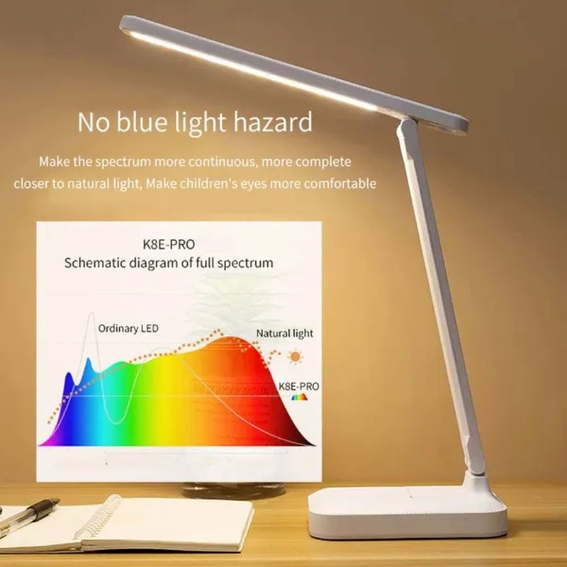 Folding Table Lamp - Eye Protection, 3 Color Dimmable Touch LED Lamp, 360° Flexible Desk Light, Bedside Reading Lamp, USB Rechargeable