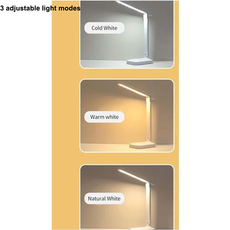 Folding Table Lamp - Eye Protection, 3 Color Dimmable Touch LED Lamp, 360° Flexible Desk Light, Bedside Reading Lamp, USB Rechargeable