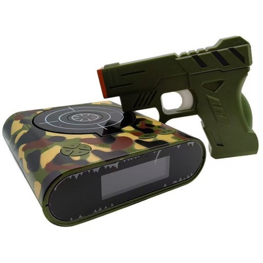 Battery Model Creative Novelty Shooting Toy Lazy Wake Up Alarm Clock