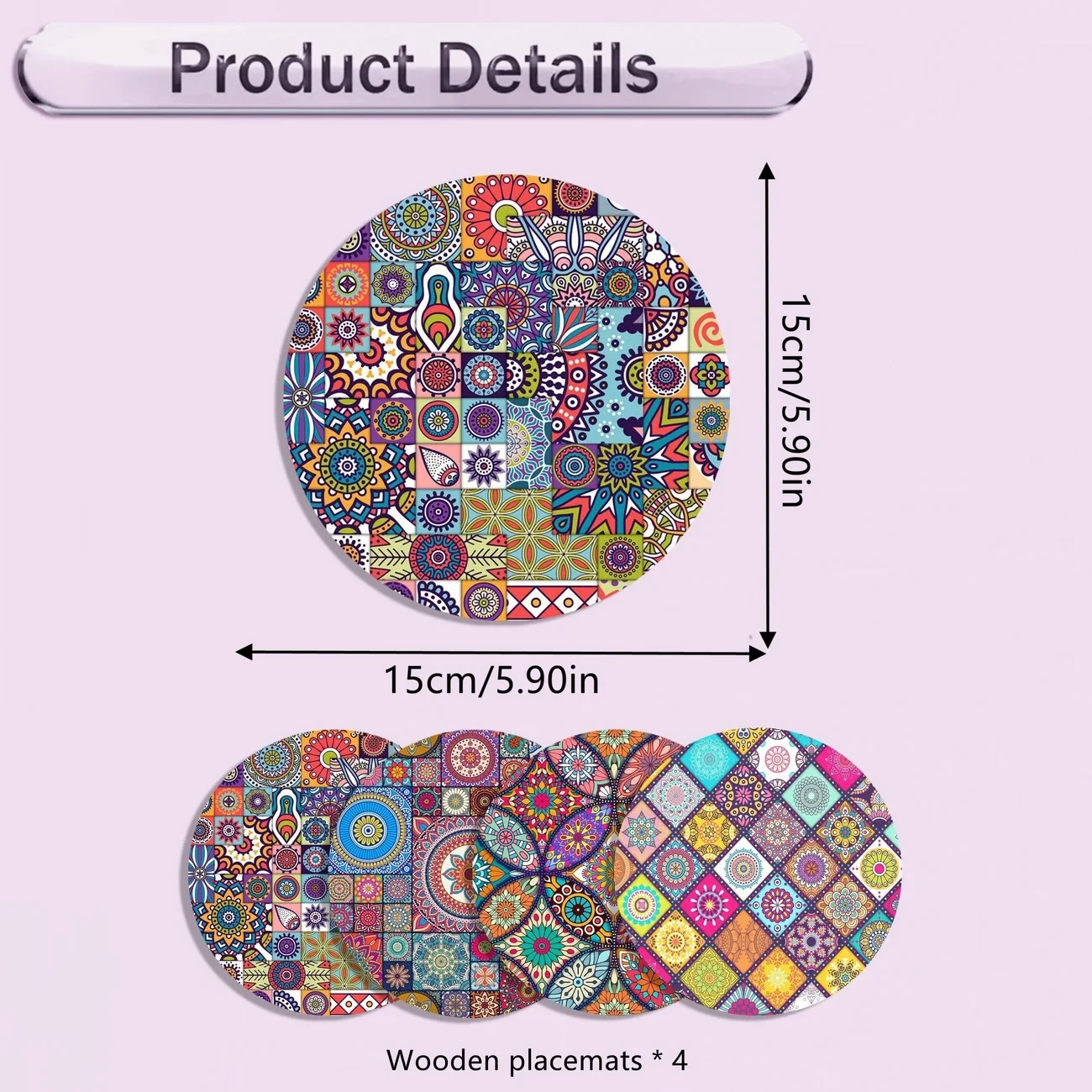 4pcs Mandala Wooden Placemats Set