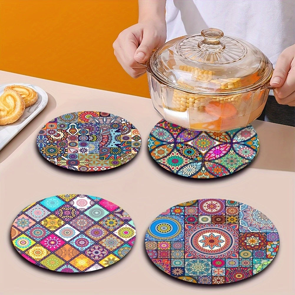 4pcs Mandala Wooden Placemats Set