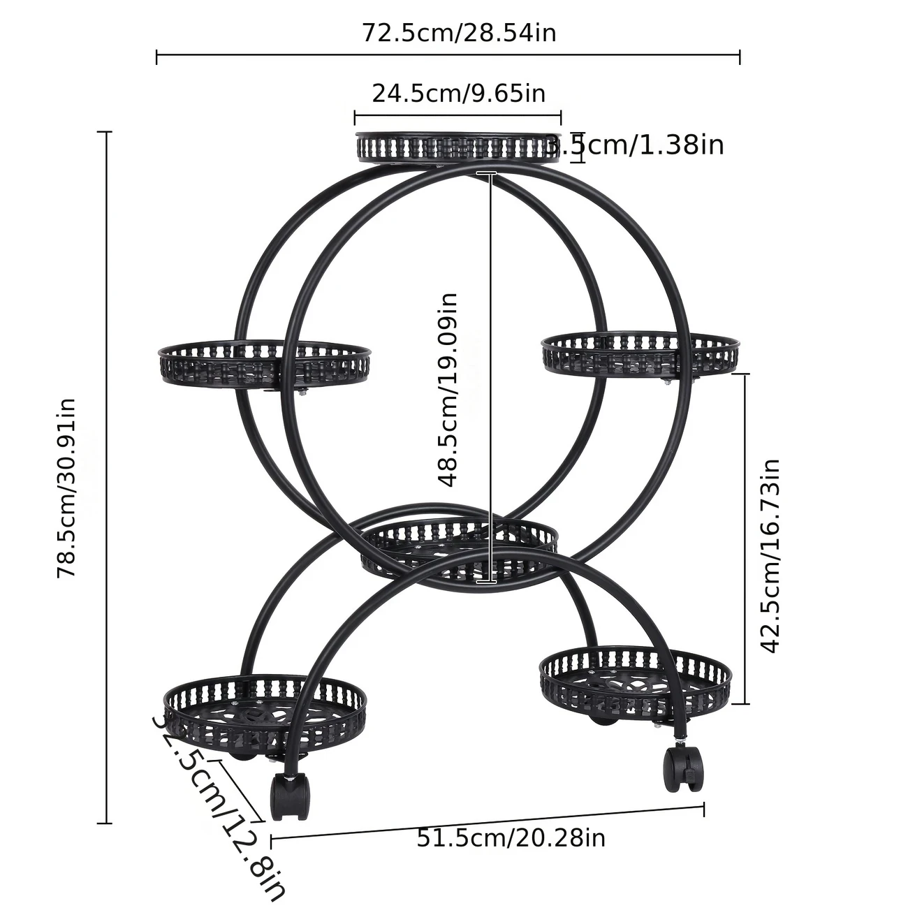 Flower Pots Garden Cart, Indoor Outdoor Multi-tiered Rack Holder Display Shelf With Wheels For Home Patio Porch Balcony Living Room Decoration