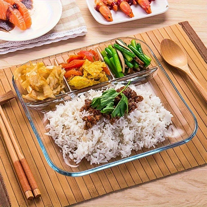 Heat-Resistant Glass Serving Tray with Sauce Dish