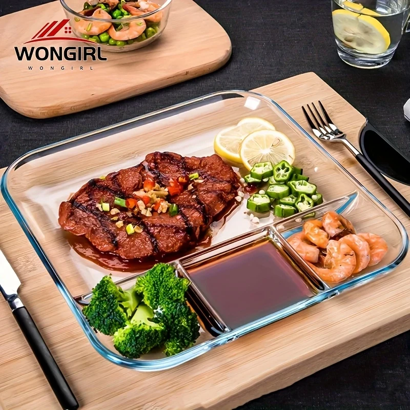 Heat-Resistant Glass Serving Tray with Sauce Dish