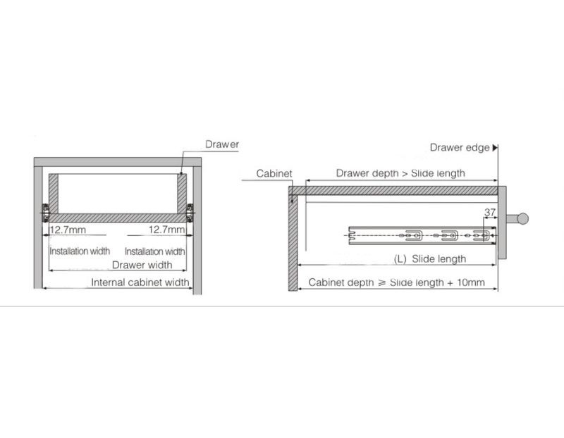 400mm Drawer Runner Soft Close