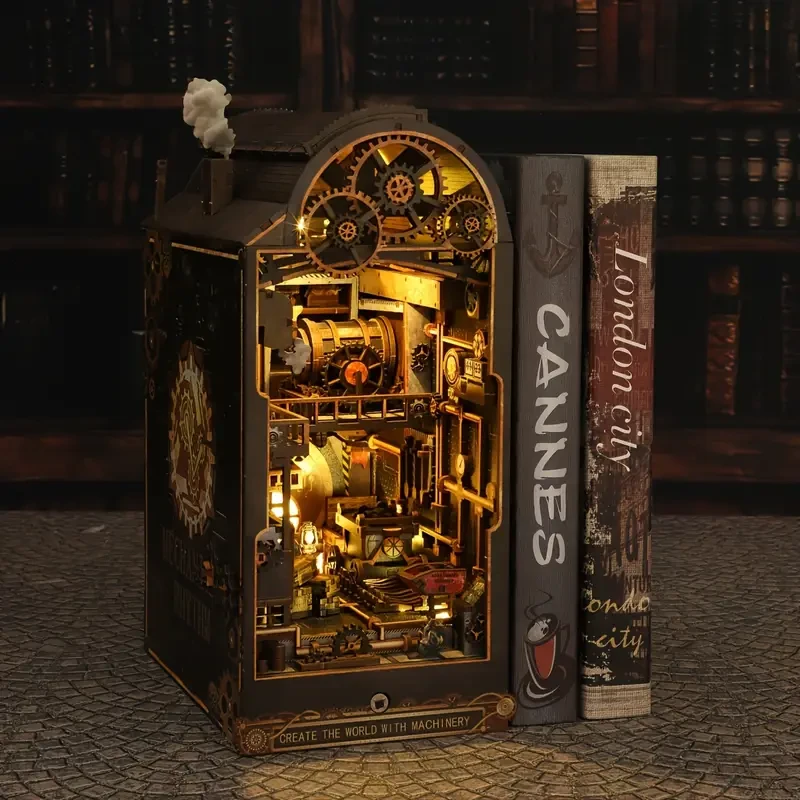 Mechanical Rhythm Bookshelf Assembly Building Model Micro DIY Handmade House Set