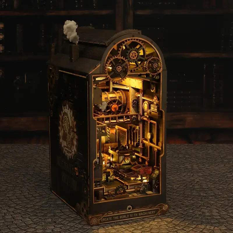 Mechanical Rhythm Bookshelf Assembly Building Model Micro DIY Handmade House Set