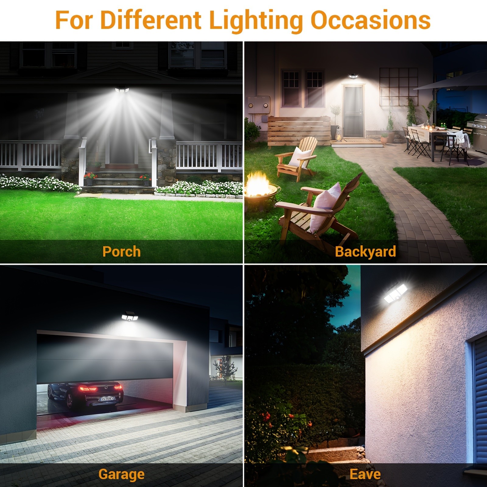 Solar Motion Lights Outdoor 2500LM 216 LED Security Lights with Remote Control, 3 Heads Motion Sensor Lights for Garden, Garage, Eave
