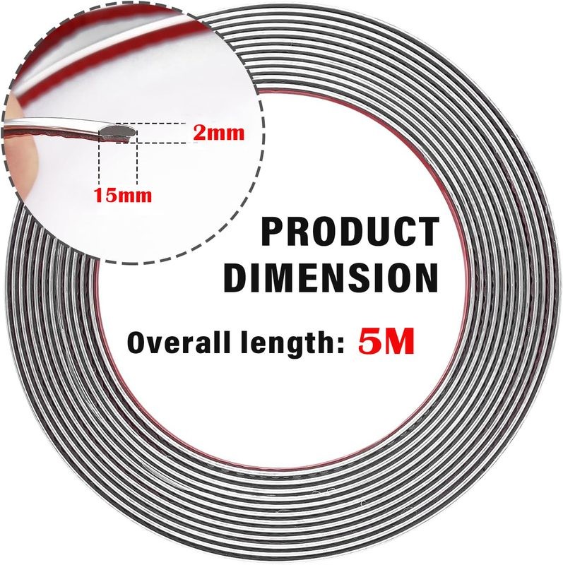 Car Chrome Styling Moulding Trim Strip 15mm x 5M