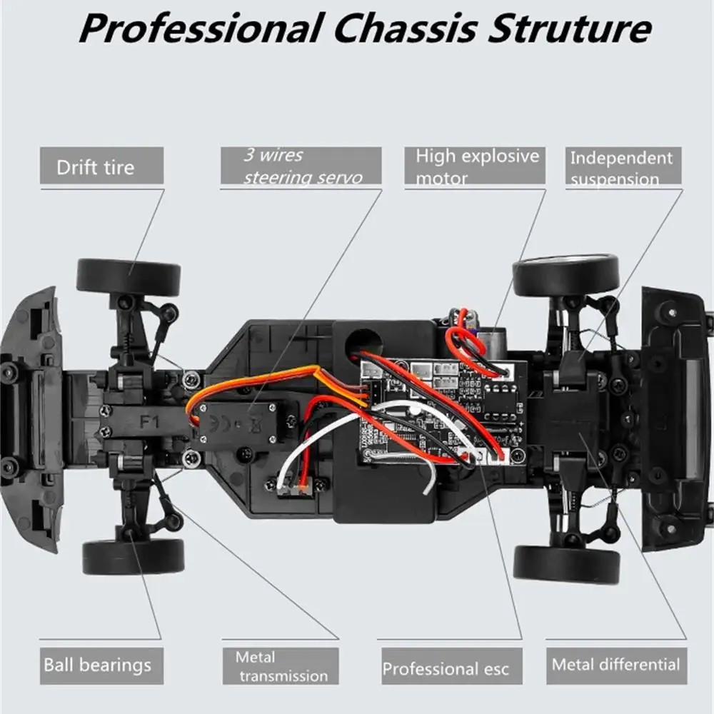 2.4GHz LD RC LD1899 1/18 RC Drifting Car with Gyroscope  On-Road Alloy Body Shell Racing Car