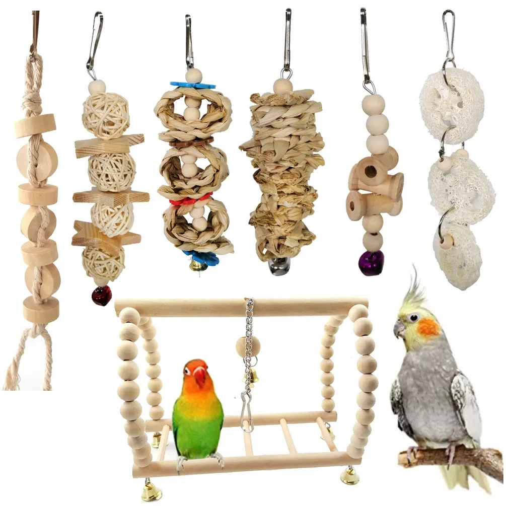 7 piece set parrot toy