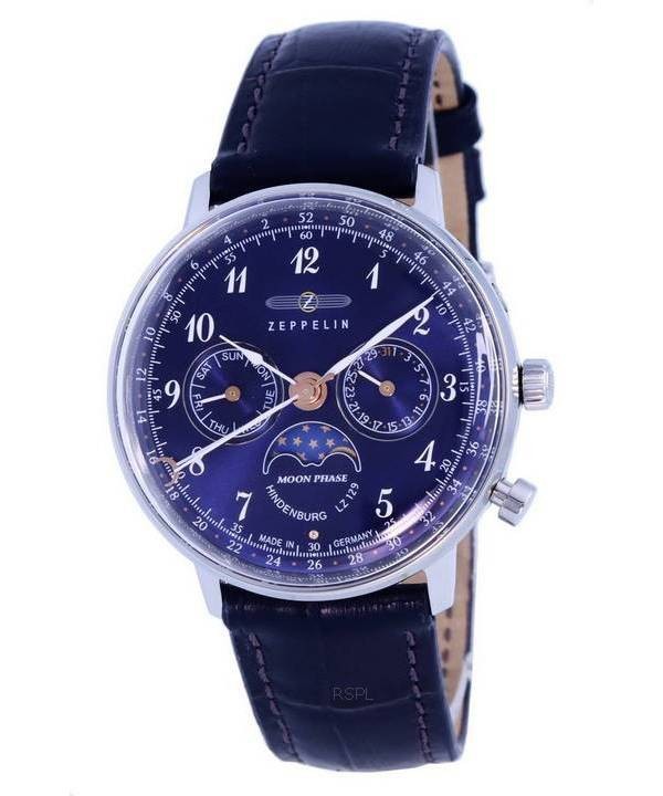 Zeppelin LZ129 Hindenburg Moonphase Blue Dial Quartz 7037-3 70373 Women's Watch