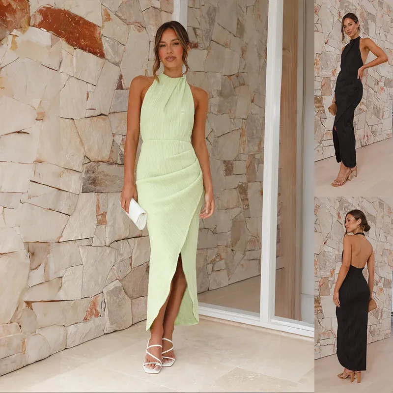 Halter Split Backless Summer Dress