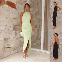 Halter Split Backless Summer Dress