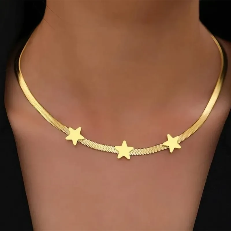 Stainless Steel Necklaces Gothic Blade Snake Chains Stars Choker Statement Light Luxury Temperament Necklace For Women Jewelry