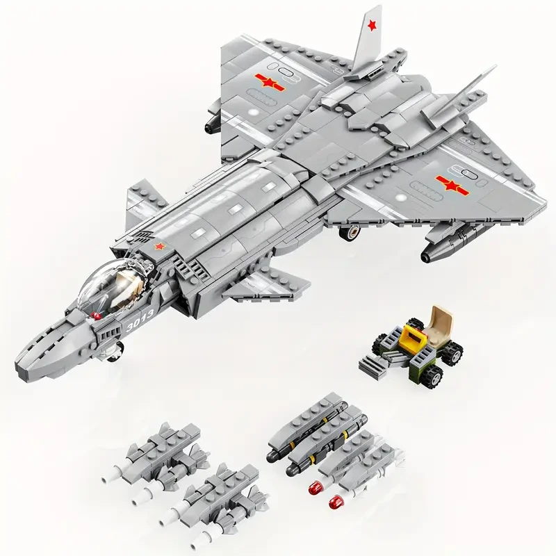 768pcs Fighter Jet Model Puzzle Toy Airplane Building Block Set Creative Desktop Ornament Collection Hobbyist