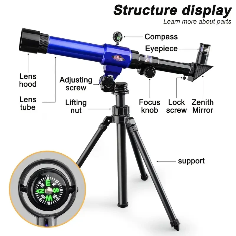 Blue Youngsters's Telescope with Adjustable Handle & Tripod Stand