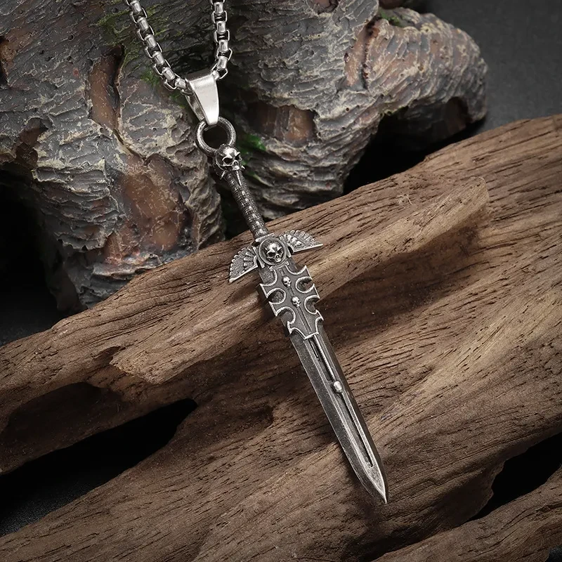 Men's Punk Style Sword Pendant Necklace