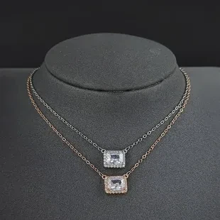 Square Zircon Pendant Necklace For Women