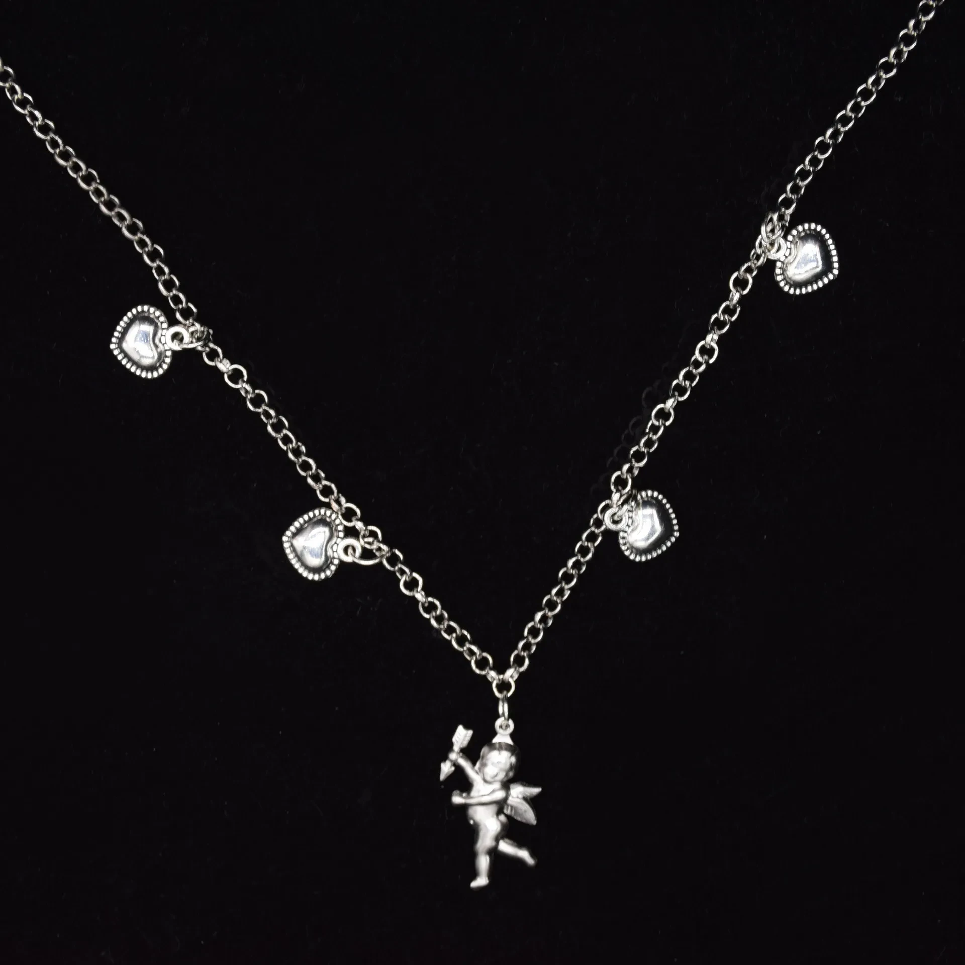 Cupid Archery Angel Heart Pendant Necklace